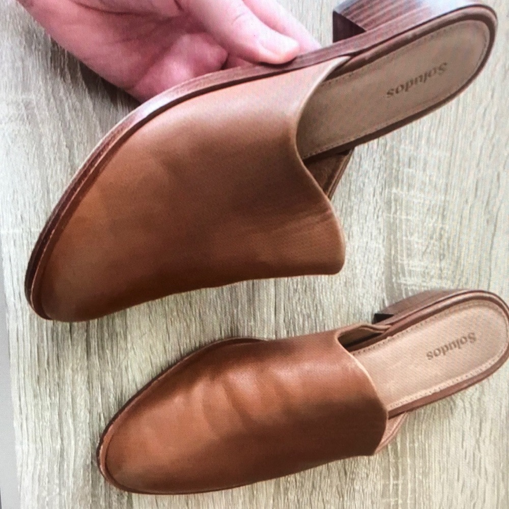 Soludos light brown leather minimalist neutral heeled